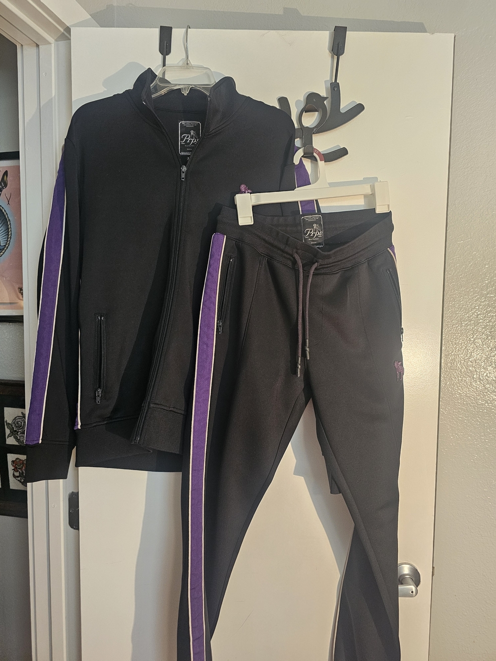 PRPS Black & Purple Track Suit Set Size S/M
PRPS track suit set featuring black